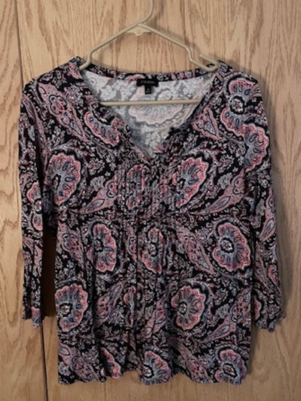 Talbots 3/4 sleeve paisley top, size M